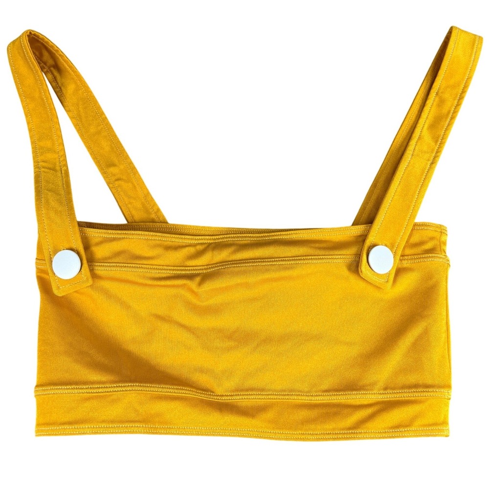 OYE Women Bikini Top Button Strap Bandeau Large Yellow Swim Stretch Turkey